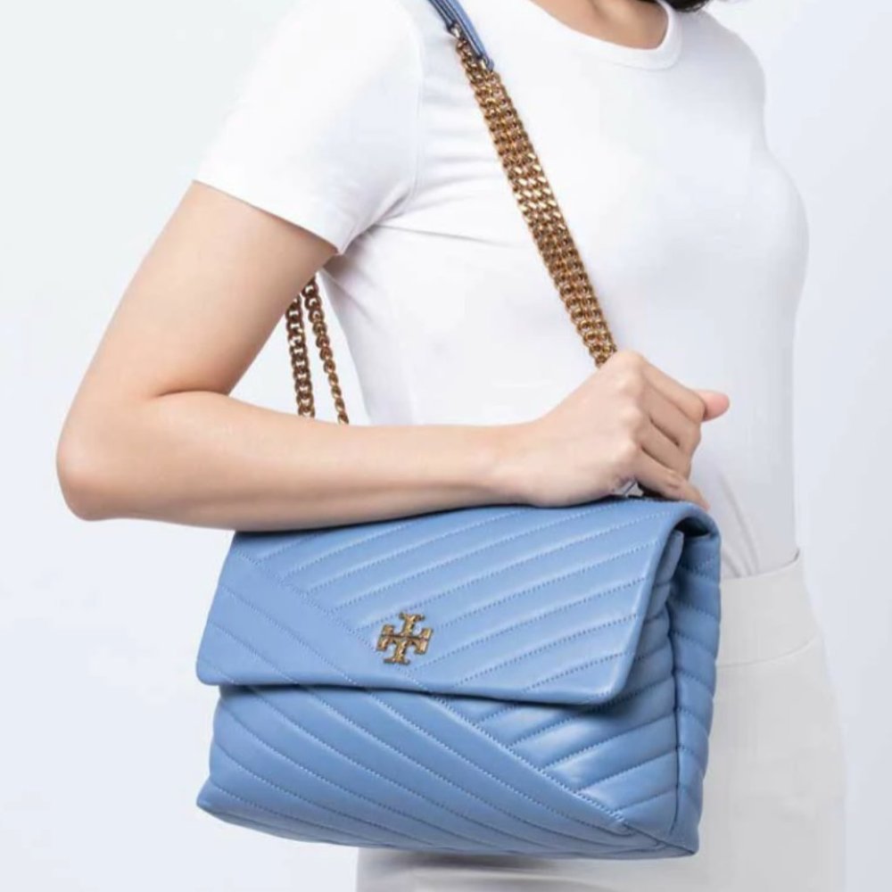 NWT: Tory Burch Kira Chevron Convertible Shoulder Bag, Color: Bluewood